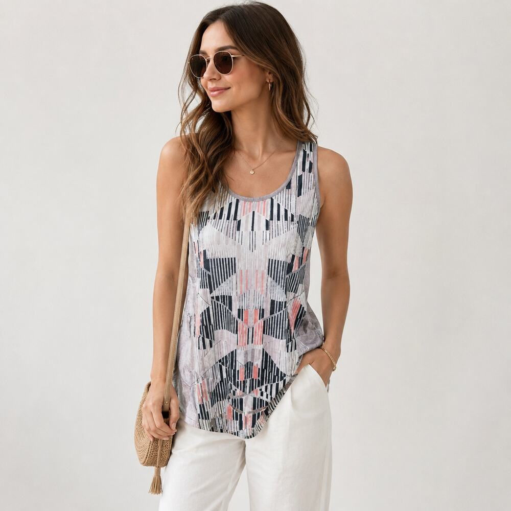 Mossimo Geometric Tank Top Women's Size XL Multicolor Casual Summer Lightweight